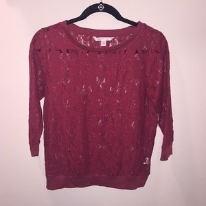 Red lace Lauren Conrad blouse